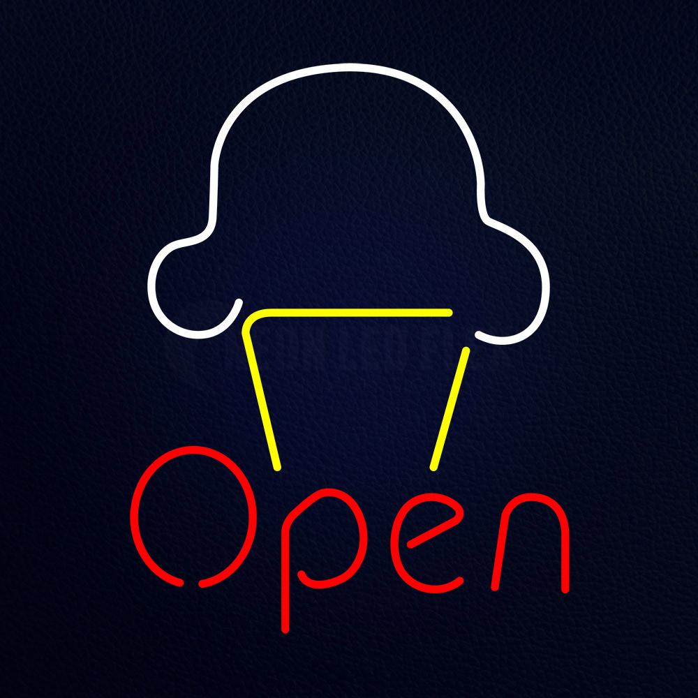 Ice Cream Open With Logo Neon Flex Sign