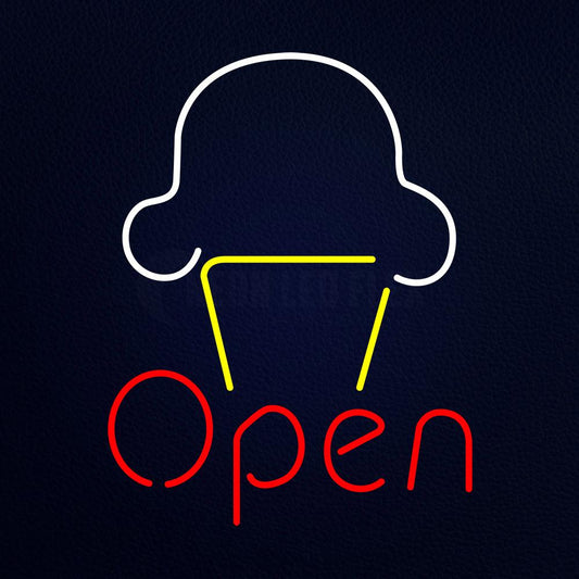 Ice Cream Open With Logo Neon Flex Sign