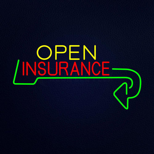 Insurance Open With Arrow Neon Flex Sign