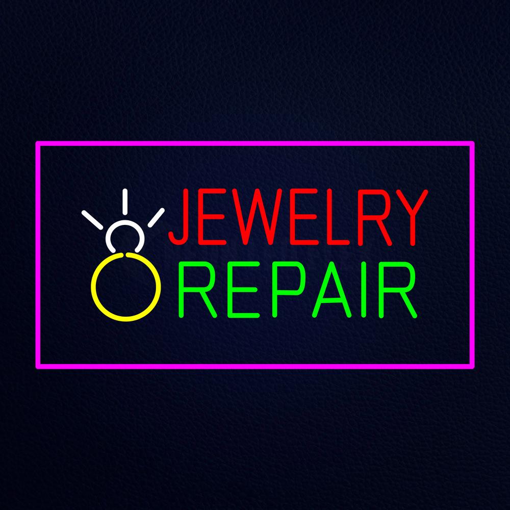 Jewelry Repair Rectangle Purple Neon Flex Sign