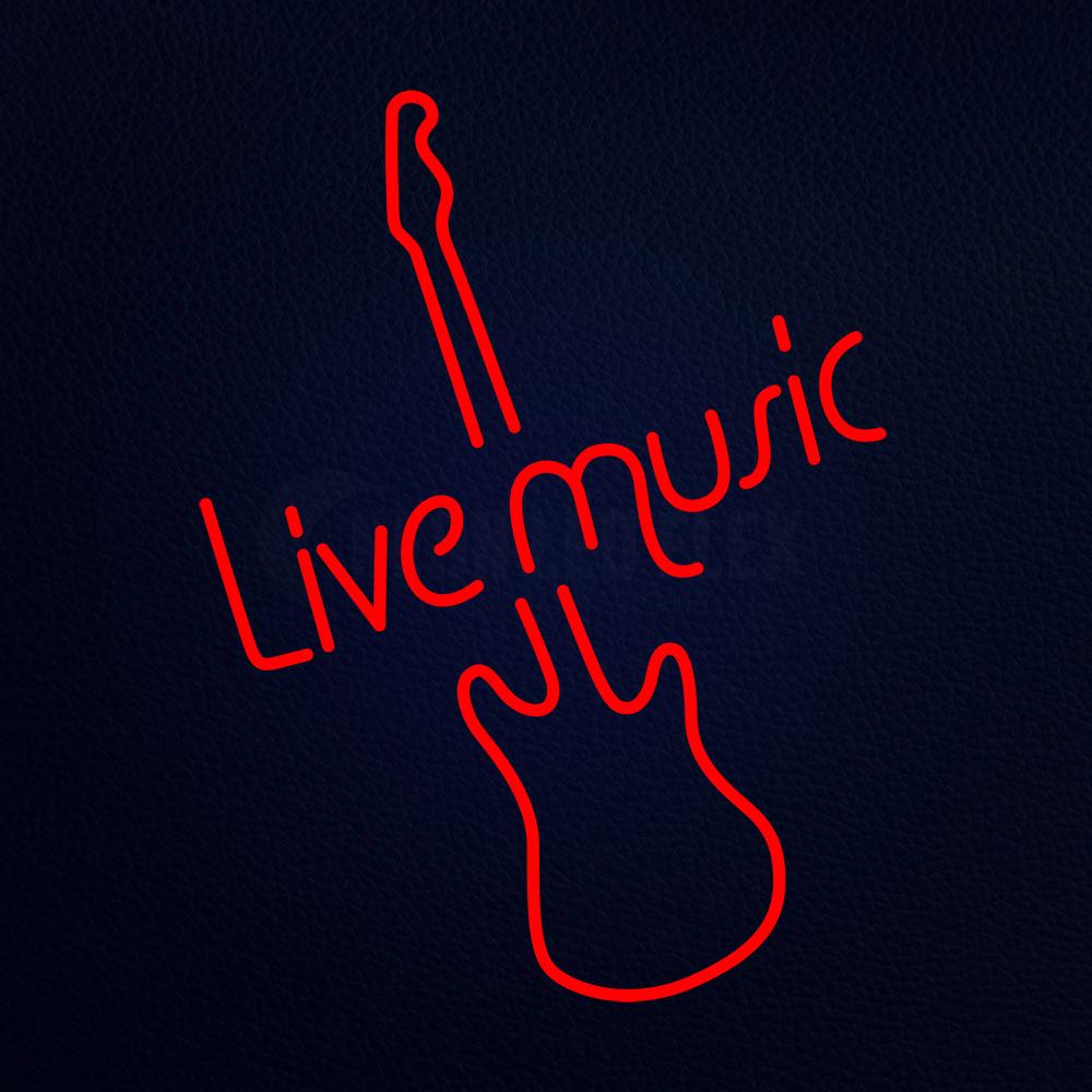 Live Music Guitar Neon Flex Sign