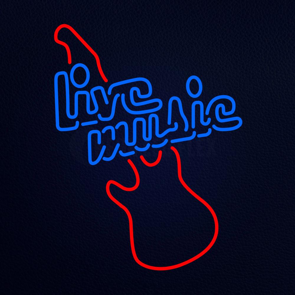 Live Music With Guitar Neon Flex Sign