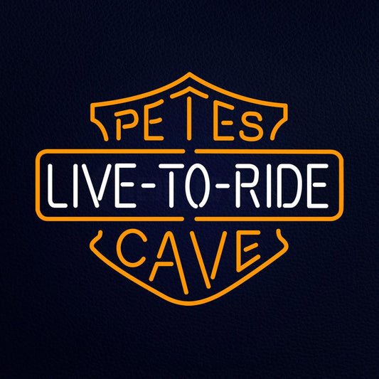 Live to Ride Petes Cave Logo Neon Flex Sign