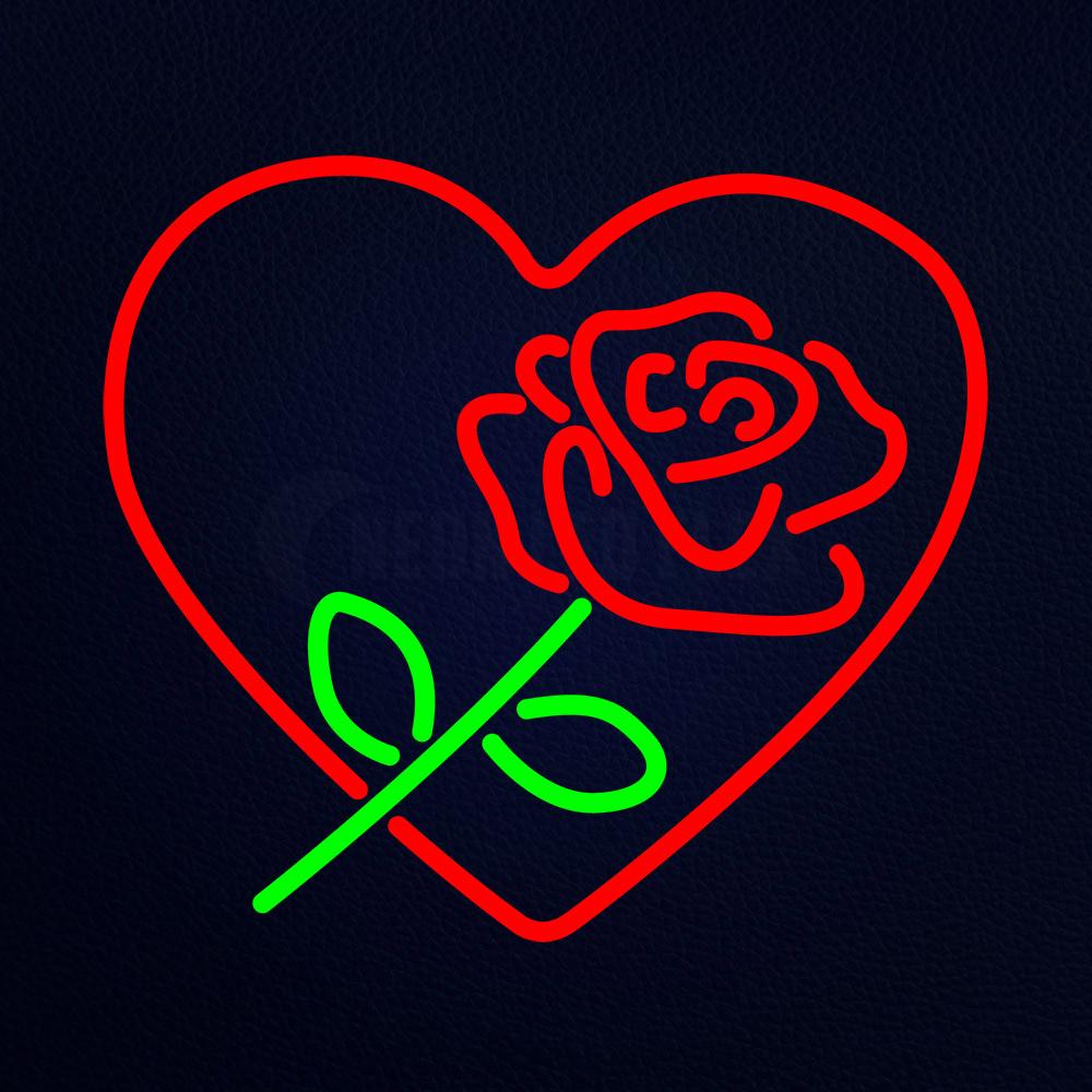 Love Heart Rose Neon Flex Sign