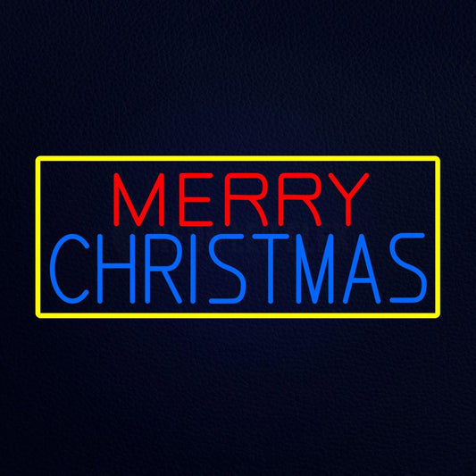 Merry Christmas Yellow Border Neon Flex Sign