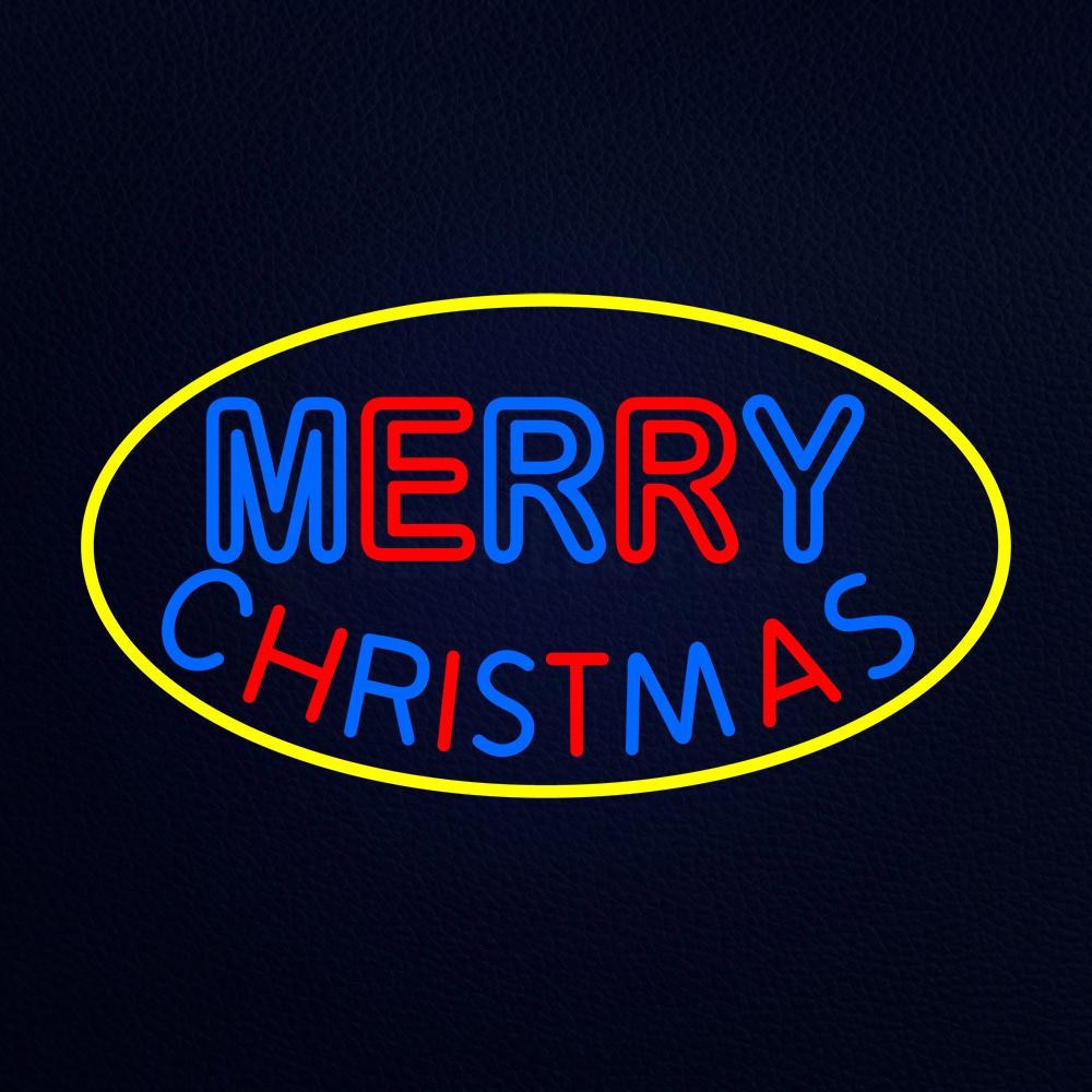 Merry Christmas Yellow Border Neon Flex Sign