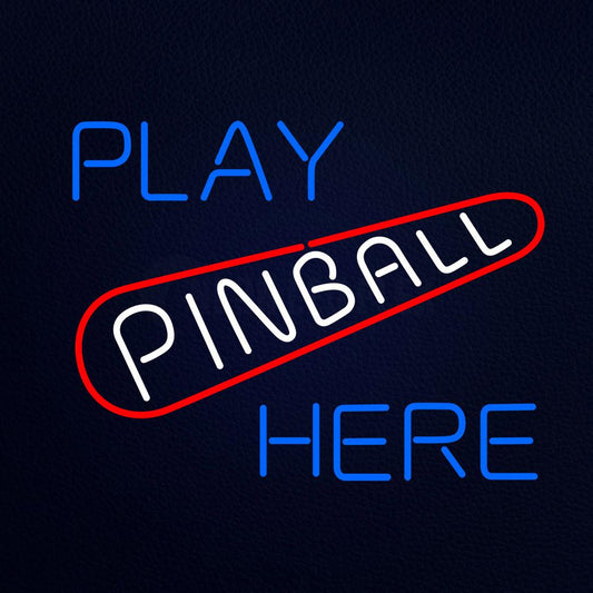 New Play Pinball Here Game Room Logo Neon Flex Sign