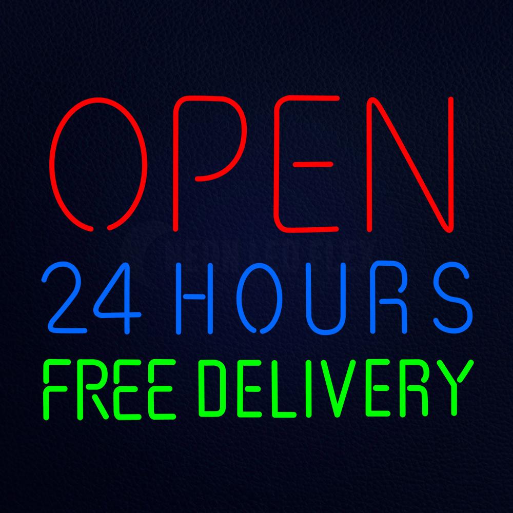 Open 24 Hours Free Delivery Neon Flex Sign