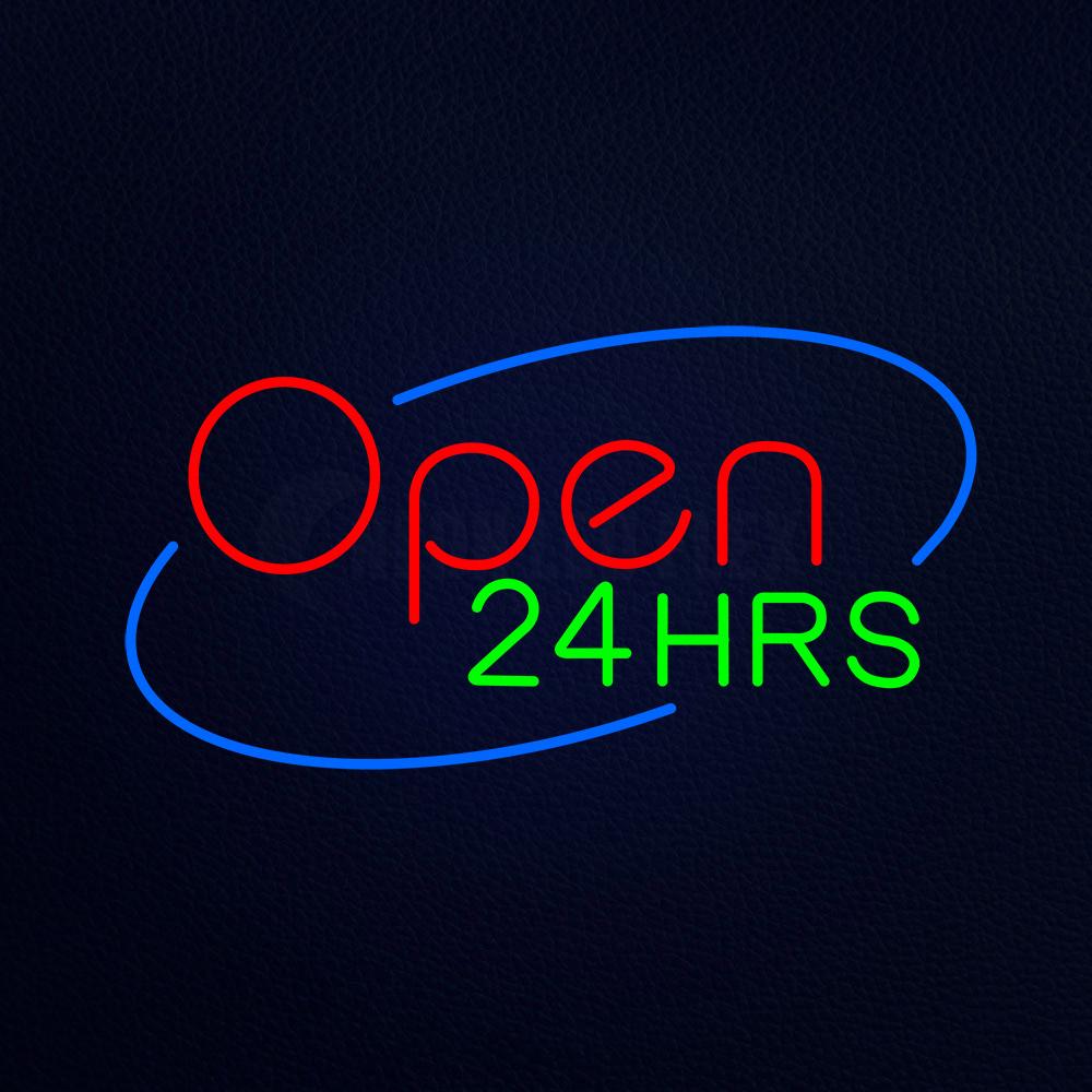 Open 24 Hrs Animated Neon Flex Sign