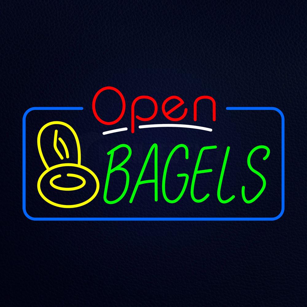 Open Bagels With Bagels Neon Flex Sign