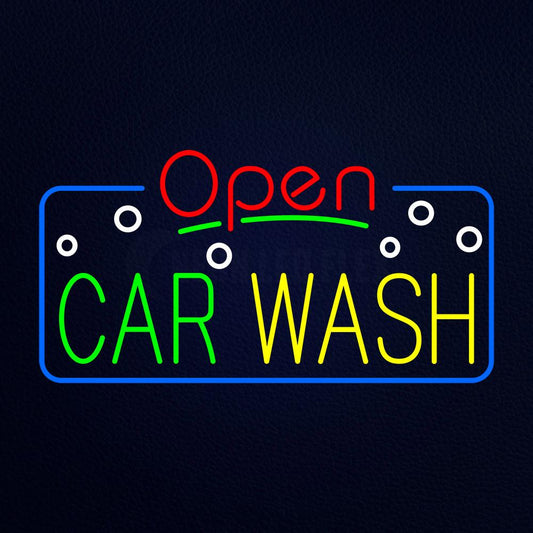 Open Car Wash Block Neon Flex Sign