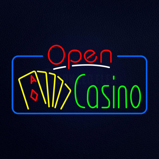 Open Casino With Cards Neon Flex Sign