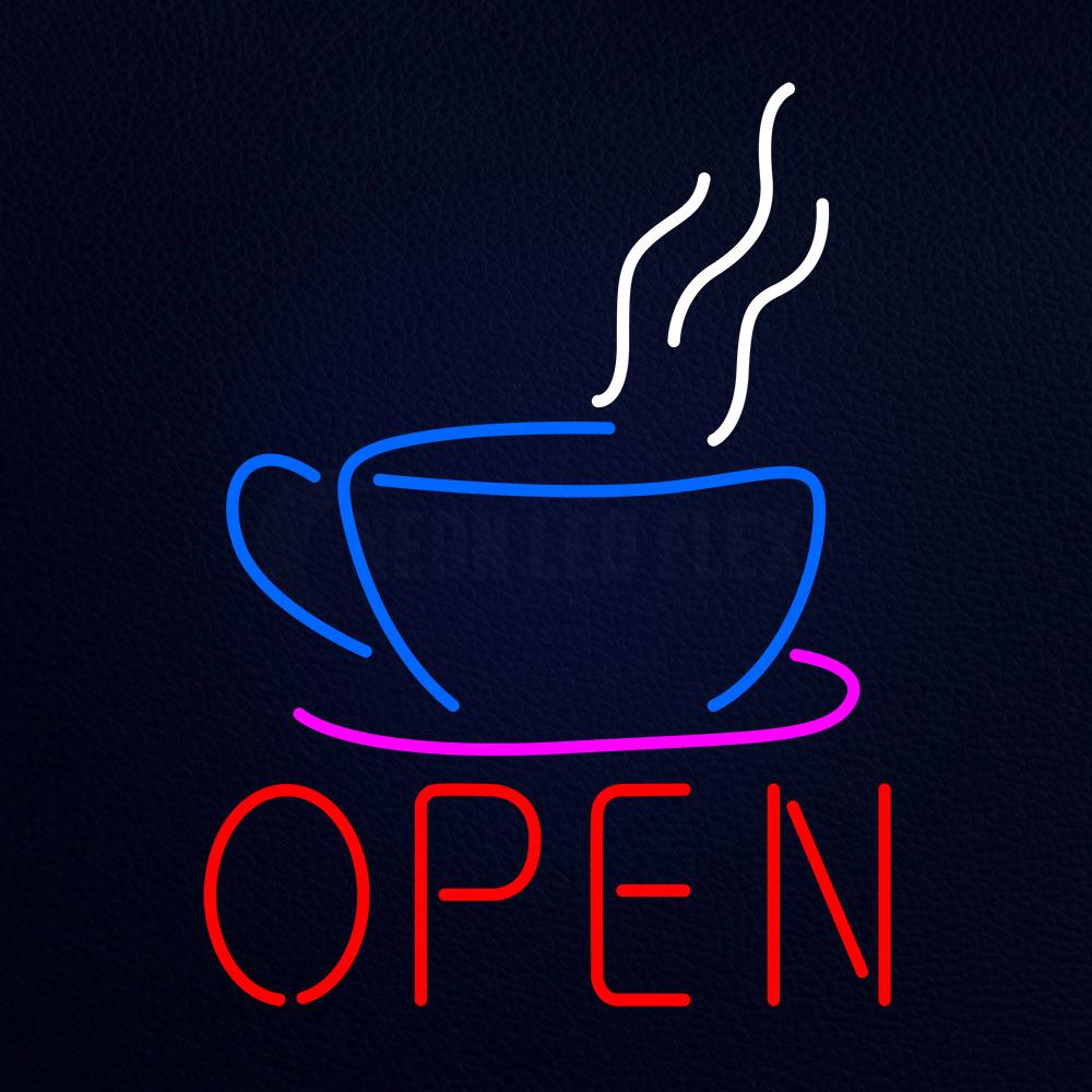 Open Coffee Cup Logo Neon Flex Sign