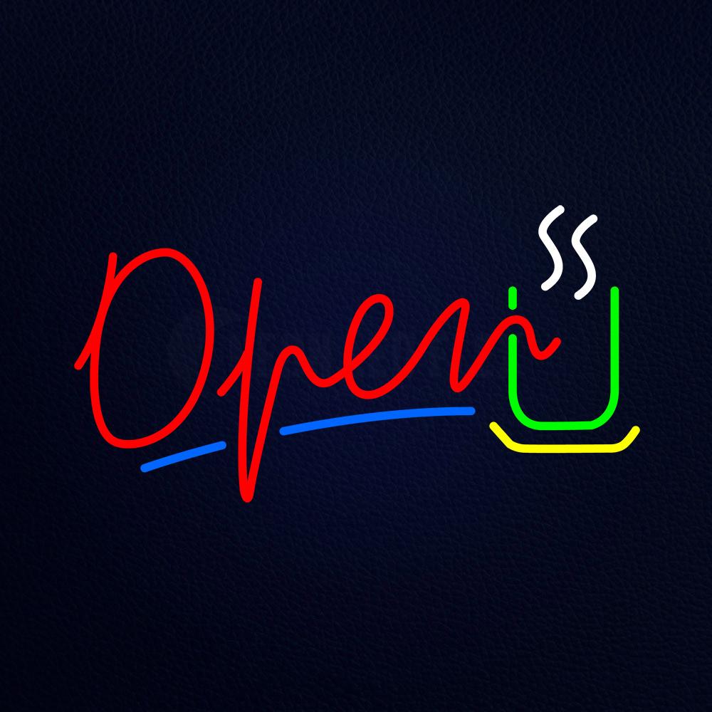 Open Coffee Logo Animated Neon Flex Sign