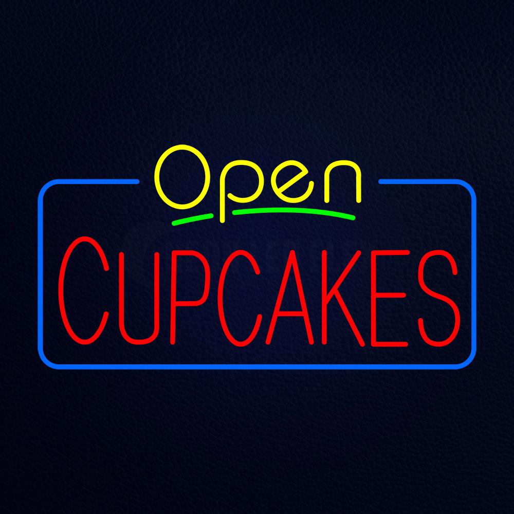 Open Cupcakes With Blue Border Neon Flex Sign