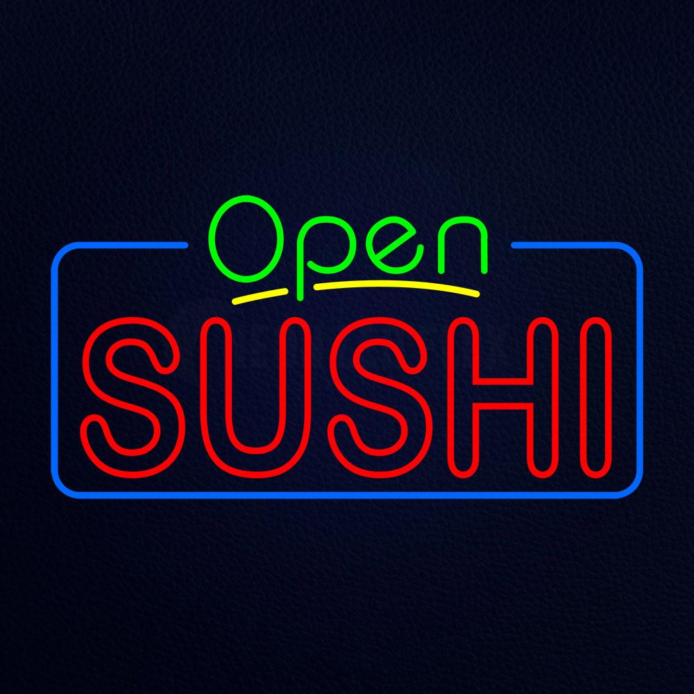 Open Double Stroke Green Sushi Neon Flex Sign