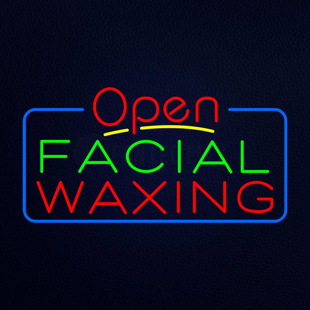 Open Green Red Facial Waxing Blue Border Neon Flex Sign