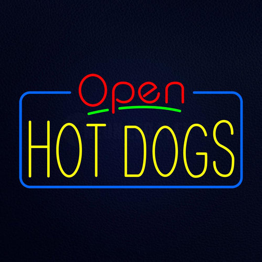 Open Hot Dogs Neon Flex Sign