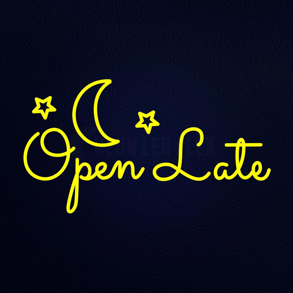 Open Late With Moon Neon Flex Sign