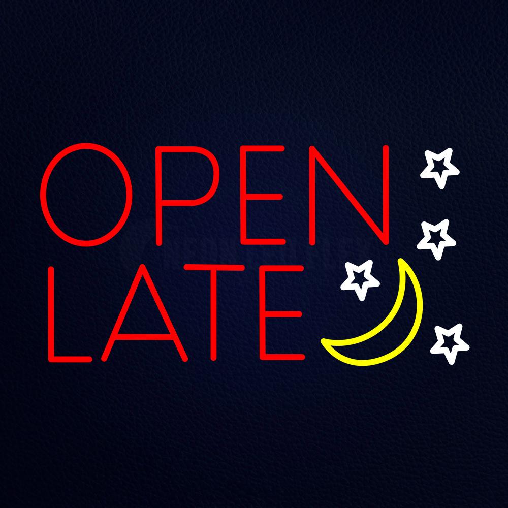 Open Late With Moon Neon Flex Sign