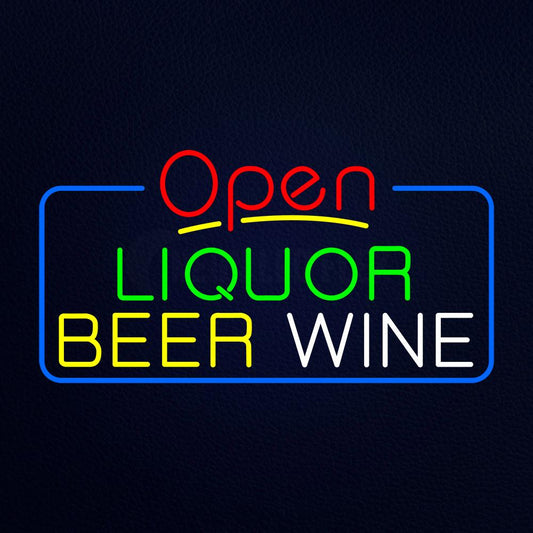 Open Liquor Beer Wine Neon Flex Sign