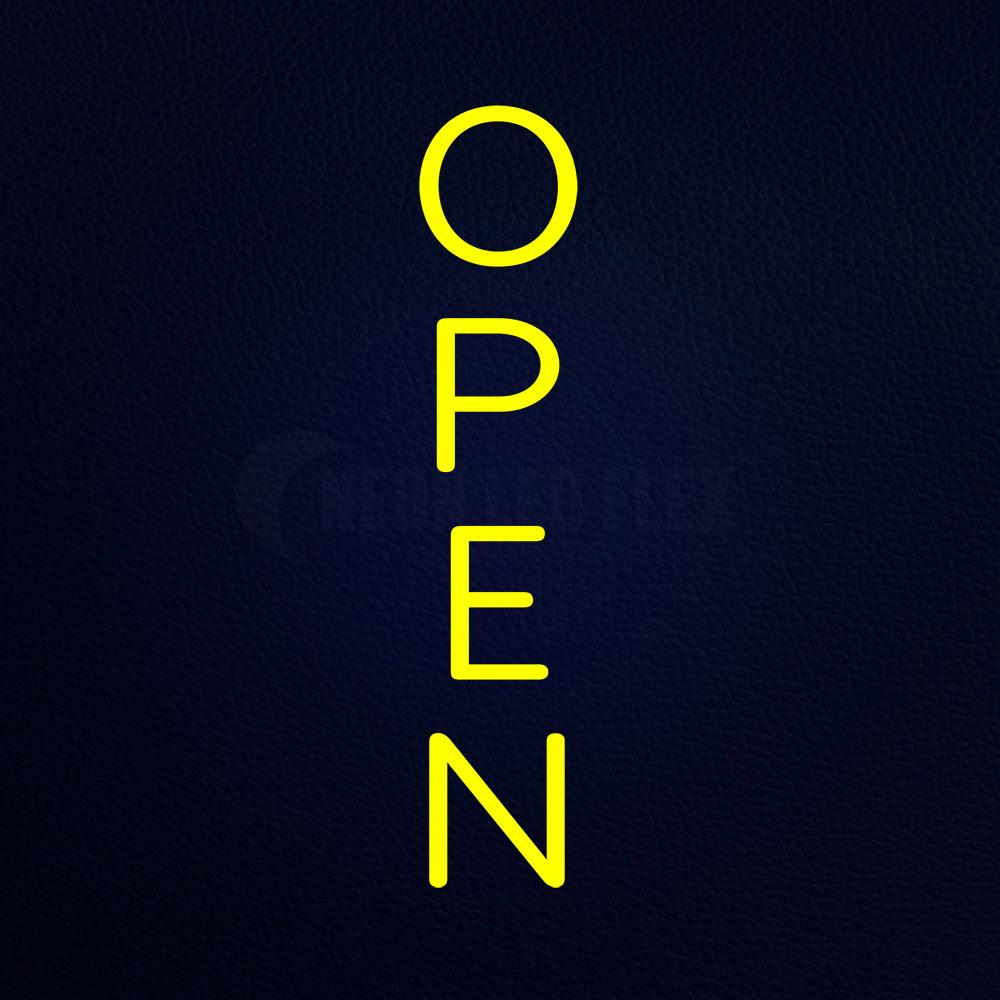 Open Vertical Yellow Neon Flex Sign