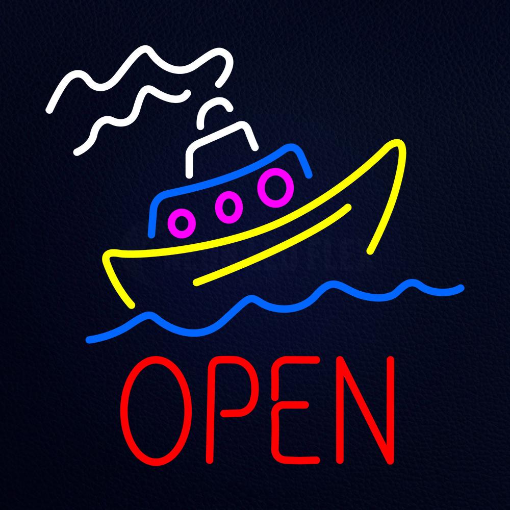 Open With Boat Neon Flex Sign