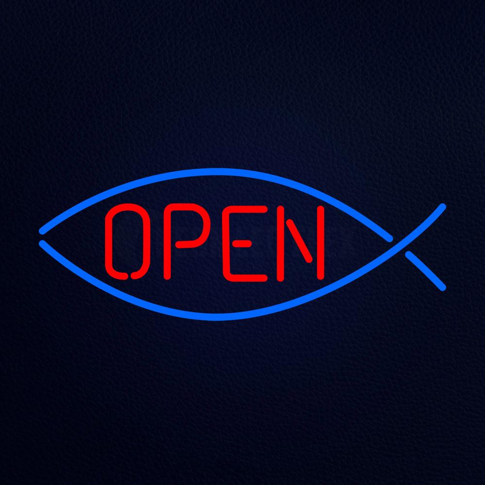 Open With Fish Neon Flex Sign