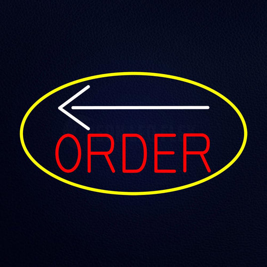 Order With Arrow With Yellow Border Neon Flex Sign