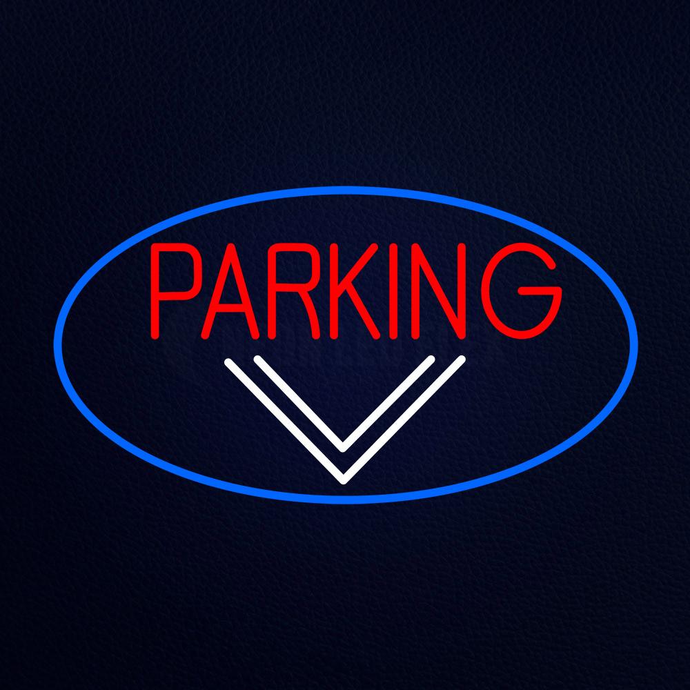 Parking and Down Arrow With Blue Border Neon Flex Sign