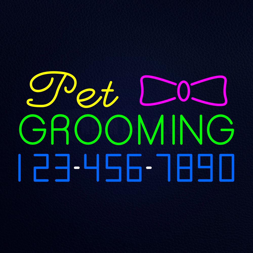 Pet Grooming With Phone Number Neon Flex Sign