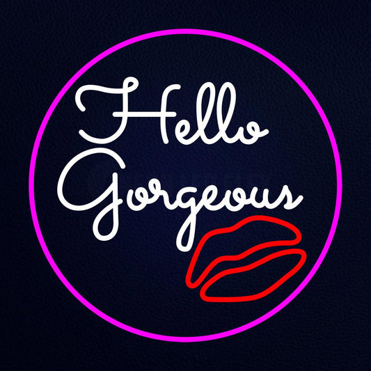 Pink Hello Gorgeous With Lip Neon Flex Sign