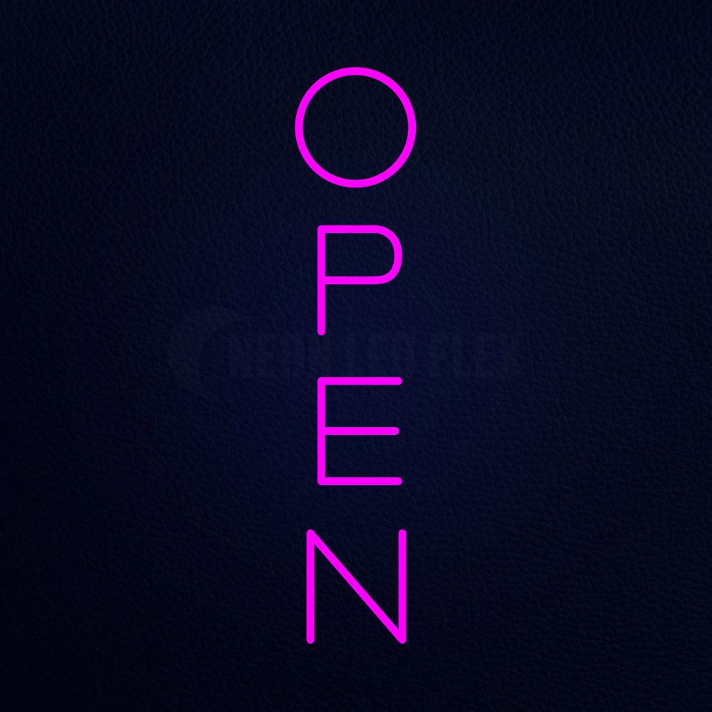 Pink Open Vertical Neon Flex Sign