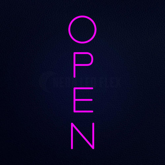 Pink Open Vertical Neon Flex Sign