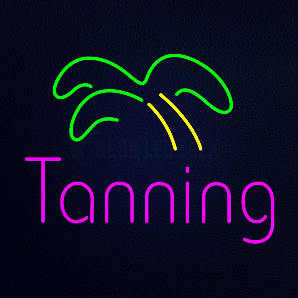 Pink Tanning Palm Tree Neon Flex Sign