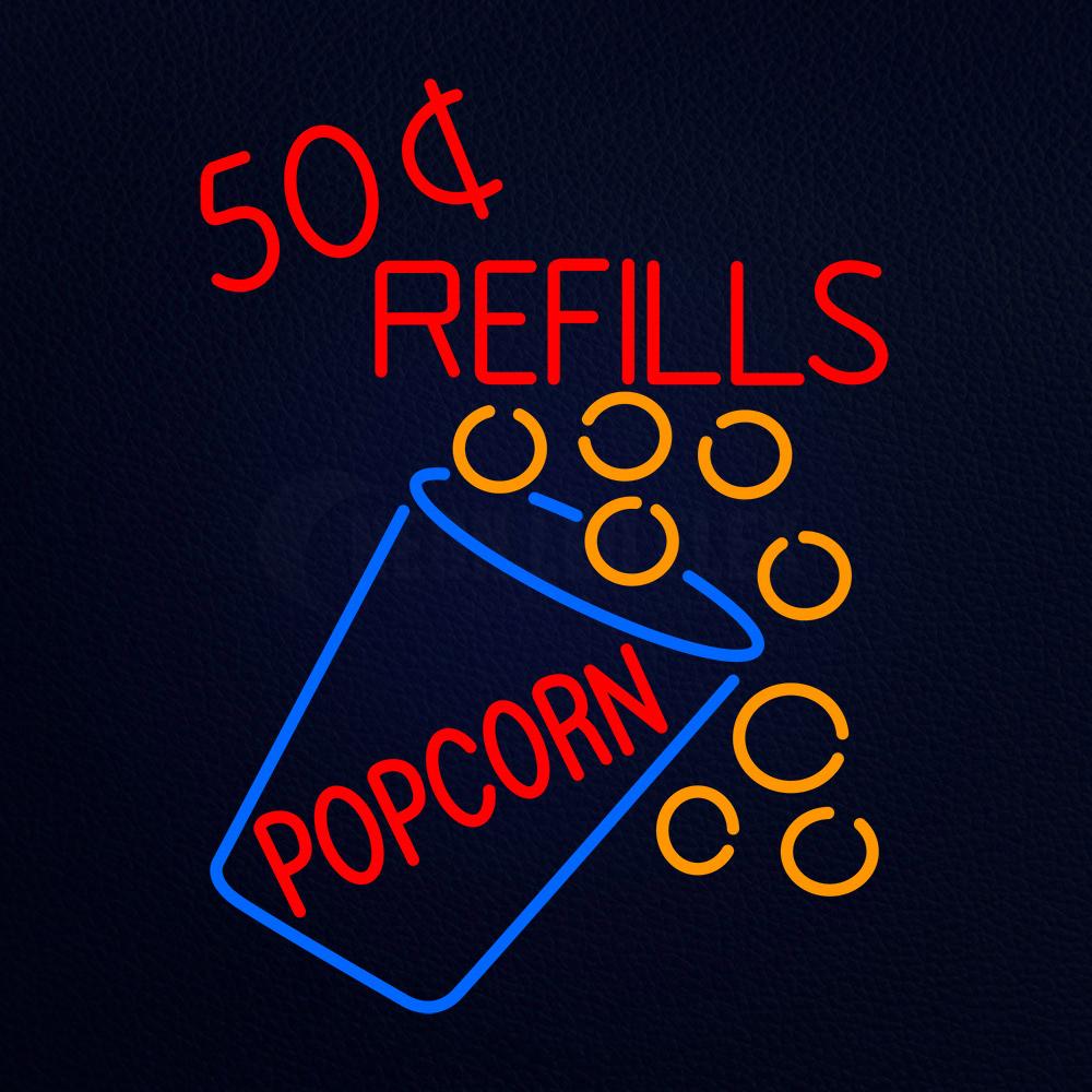 Popcorn Refills Neon Flex Sign