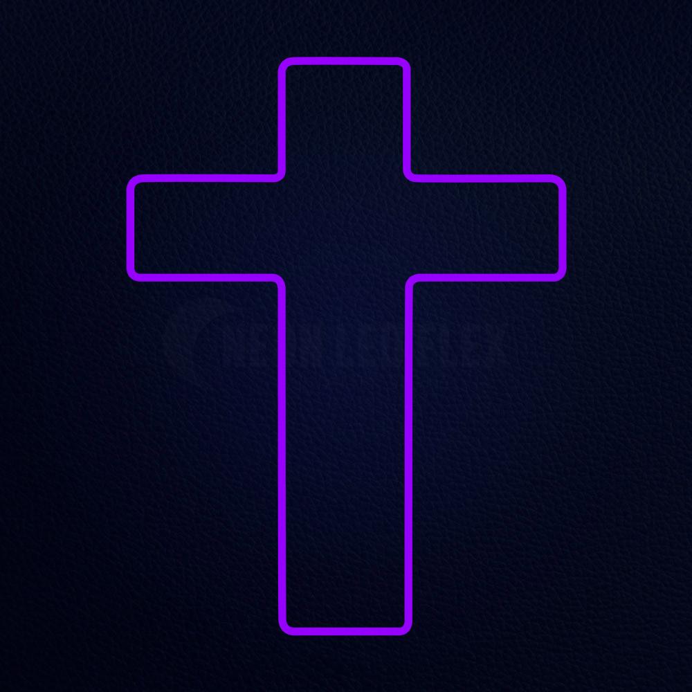 Purple Christian Cross Neon Flex Sign