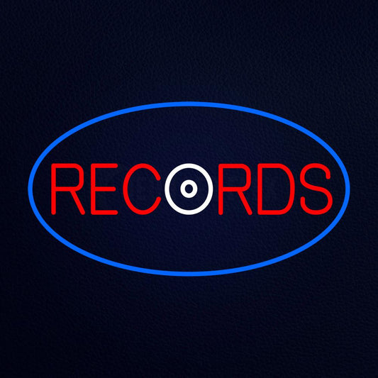 Records Blue Border Neon Flex Sign