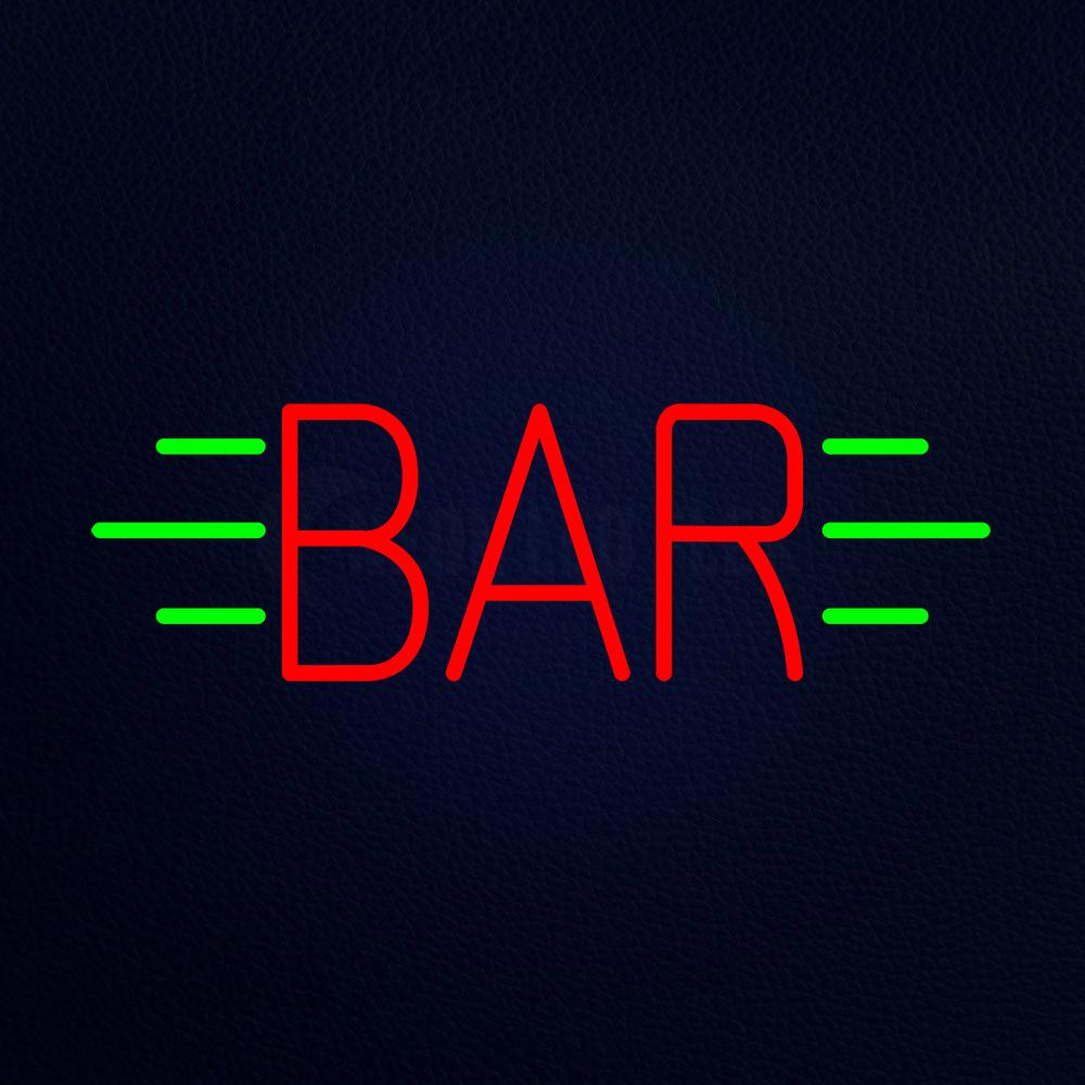 Red Bar With Green Lines Neon Flex Sign