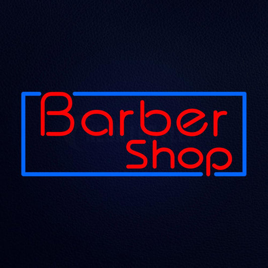 Red Barber Shop With Blue Border Neon Flex Sign