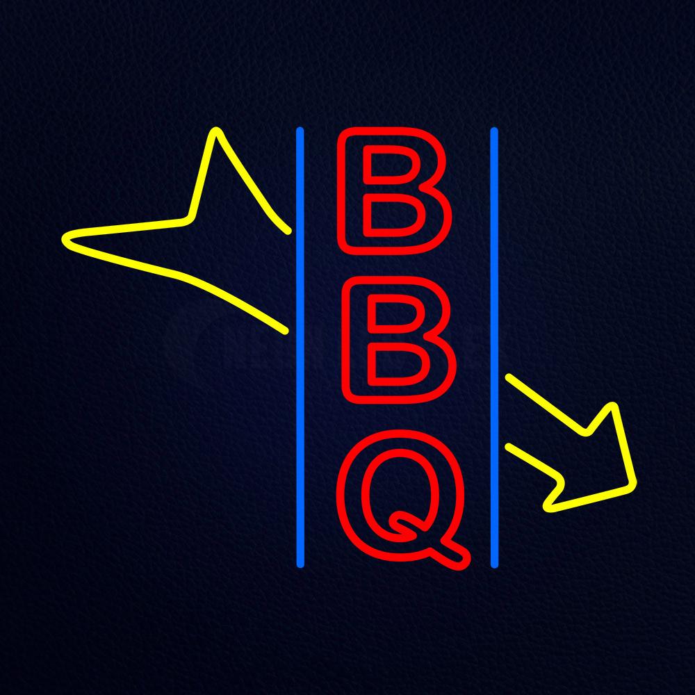 Red Bbq With Arrow Neon Flex Sign