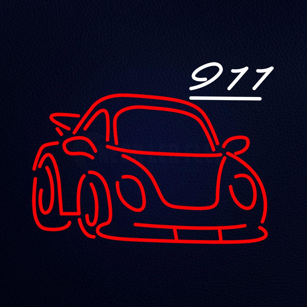 Red Car 911 Logo Neon Flex Sign