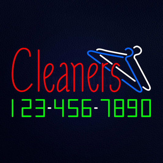 Red Cleaners Phone Number Logo Neon Flex Sign