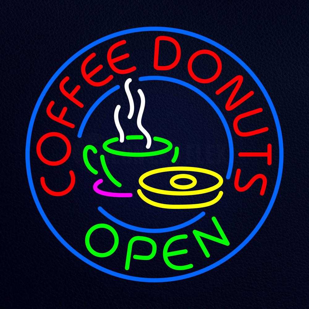 Red Coffee Donuts Open Neon Flex Sign