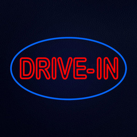 Red Drive in With White Border Neon Flex Sign