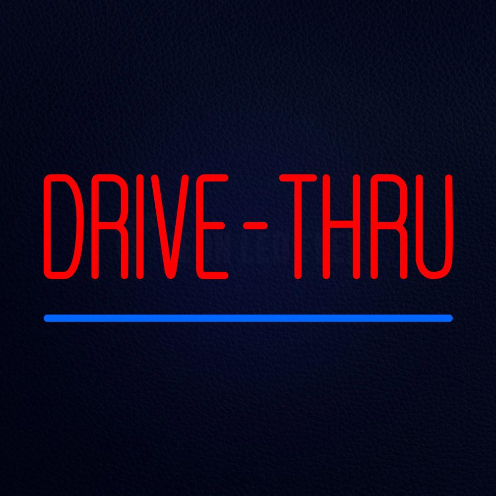 Red Drive Thru Blue Line Neon Flex Sign