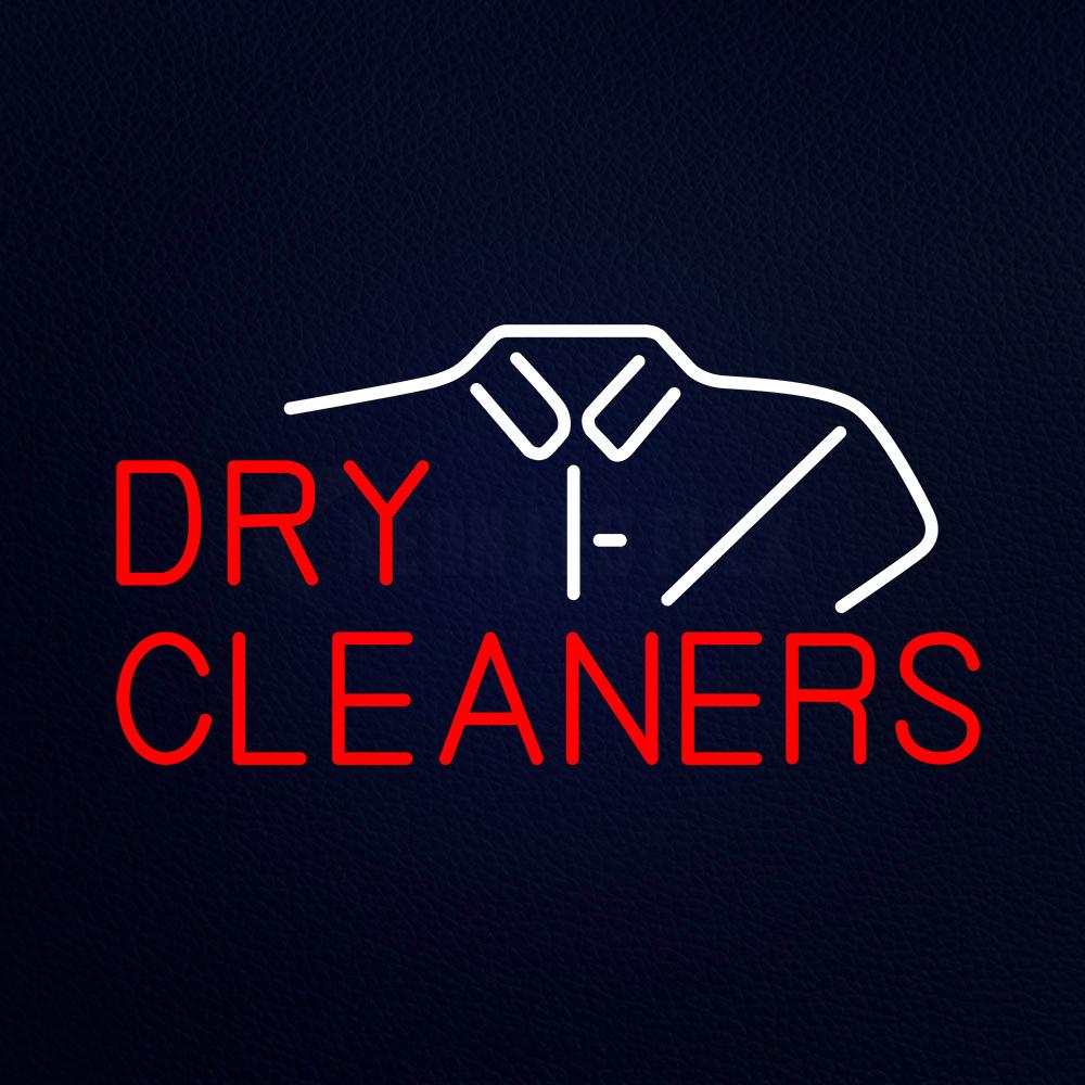 Red Dry Cleaners Shirt Logo Animated Neon Flex Sign