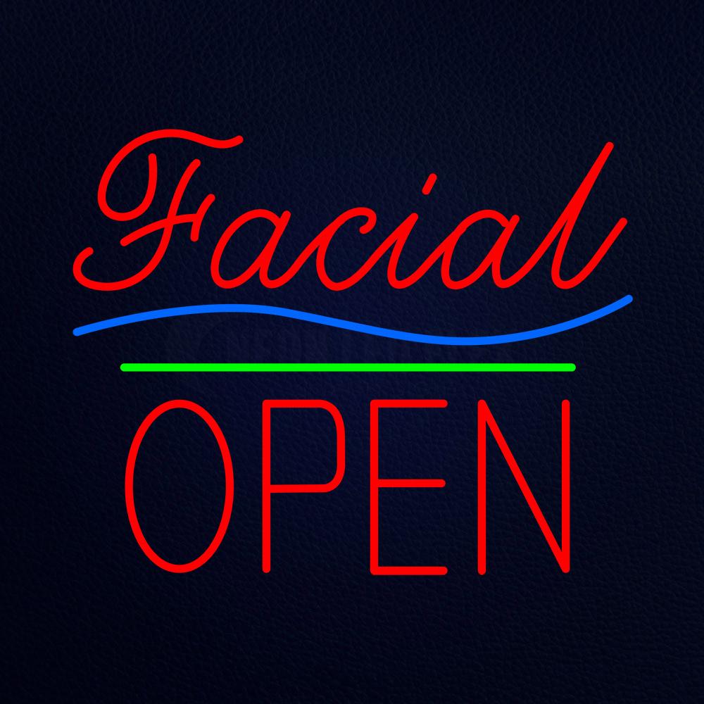 Red Facial Block Open Neon Flex Sign