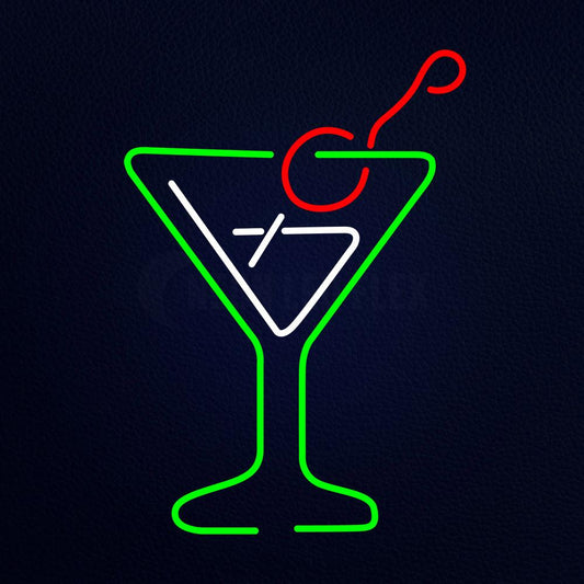 Red Green Martini Glass Neon Flex Sign