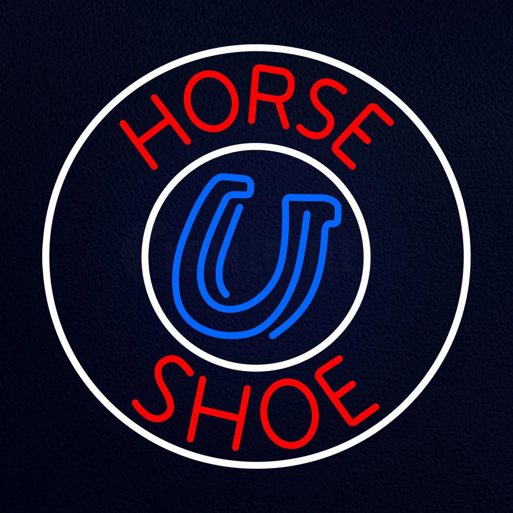 Red Horse Shoe With Border Neon Flex Sign